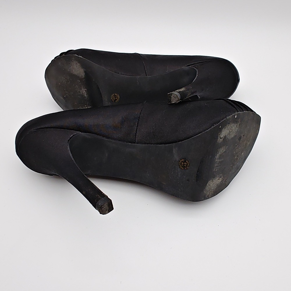 Jacqueline Ferrar Dante‎ Black Satin Peep Toe Platform Pumps Heels 7.5M 023-4033 - Picture 5 of 8